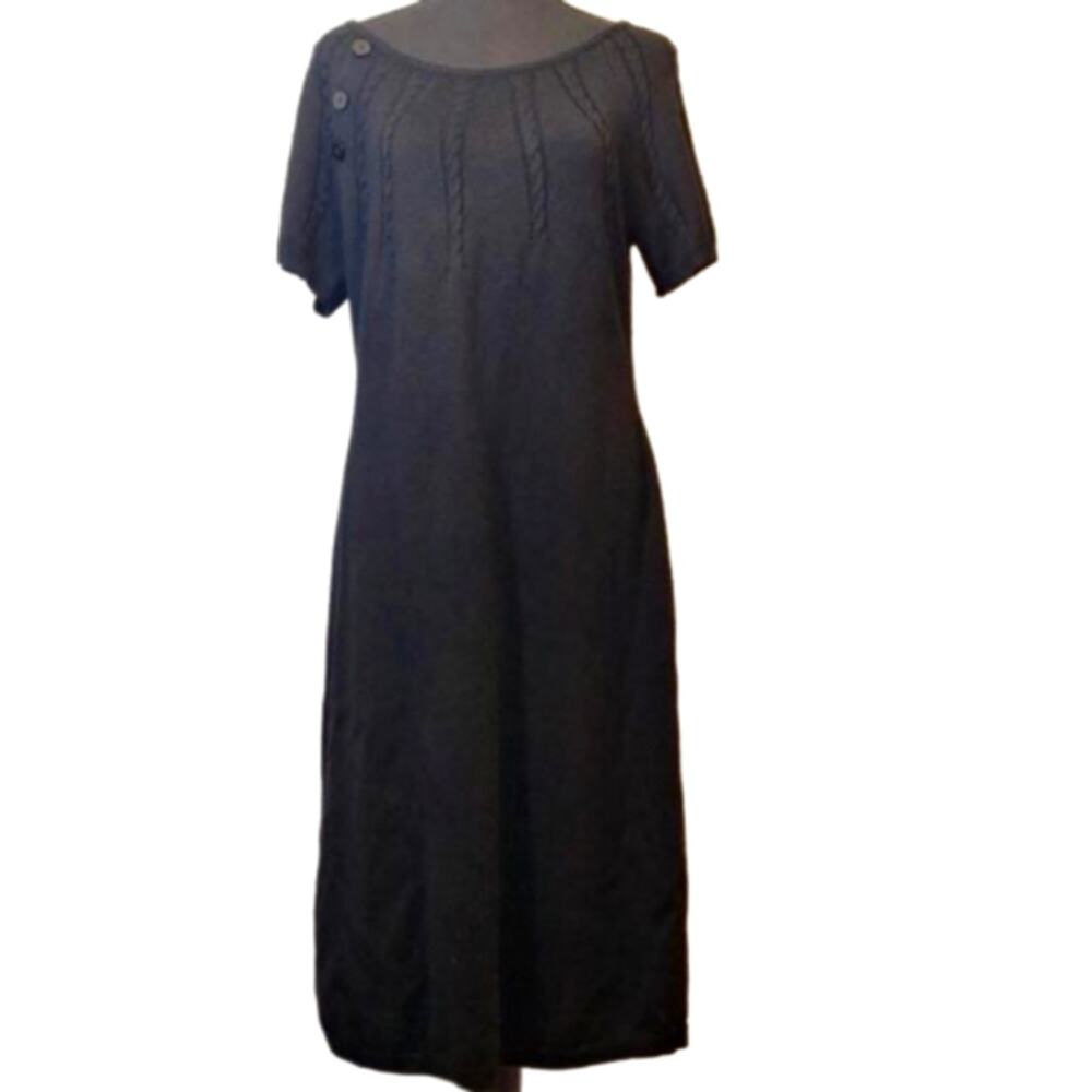 Calvin Klein Merino Wool Blend Cable Knit Stretch Sweater Dress SzL #1290 - Picture 2 of 6